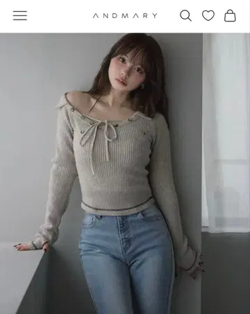 Andmary Anita button knit tops beige