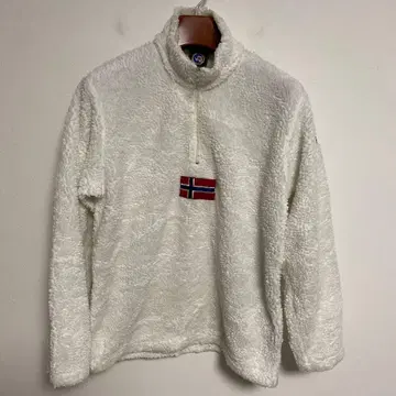NAPAPIJRI 나파피리 화이트 플리스 자켓 노르웨이 국기 자수 S