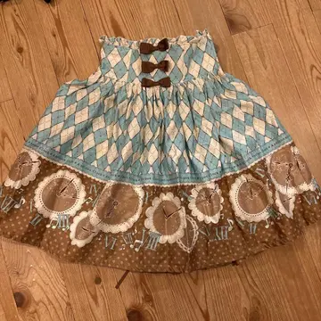 BODYLINE 아가일 무늬 x 앤티크 락 패턴 스커트 민트