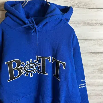 [BOTT] 파란색 후드 부착 후드티 로고 프린트
