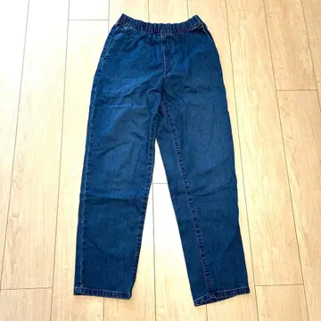 MUJI 무인양품 워싱 데님 이지 테이퍼드 팬츠 여성 S 블루