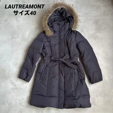 미사용급 로트레아몽 다크 다운 롱 코트 러그 퍼 허리 벨트