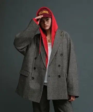 soerte 오버 사이즈 더블 브레스트 자켓 그레이 계열 기타