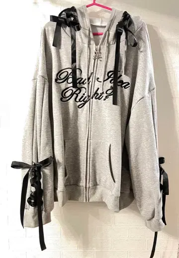 후드티 지뢰계 여성용 후드티 미사용 그레이 리본 후드티