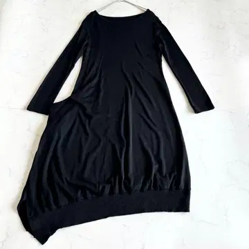 와이즈 Y's 울 니트 원피스 비대칭 변형 리브 맥시 길이 블랙