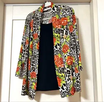 레오파드 긴팔 튜닉 긴팔 티셔츠 체형 커버 루즈한 사이즈 레이어드