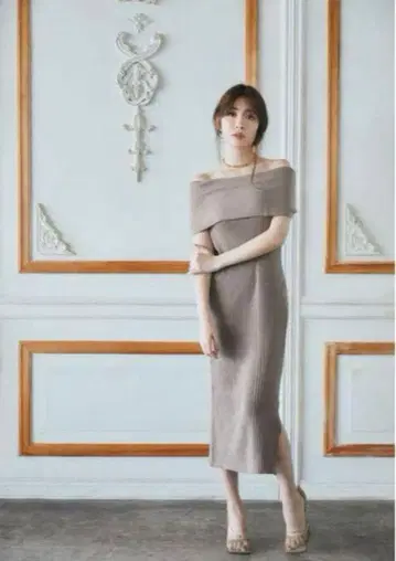 인기 완판템 하립투 오프숄더 니트 원피스 캐시미어 혼방 mocha