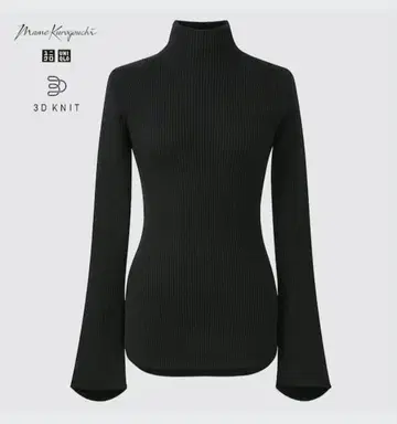 마메쿠로구치 3D 하이넥 리브 니트 M 블랙 단종품 UNIQLO