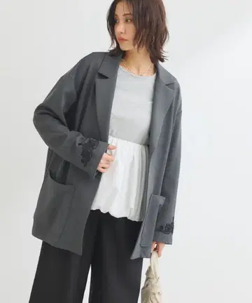 Green Parks 소매 코드 자수 자켓