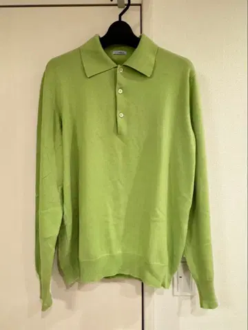 [ 새상품급 ] Malo 캐시미어 100% 긴팔 피케 셔츠 밝은 그린