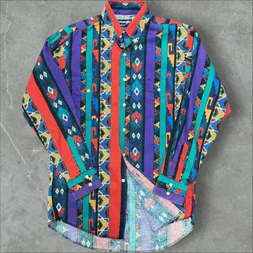 80s 90s 랭글러 네이티브 무늬 웨스턴 USA 셔츠