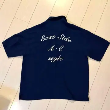 볼링 셔츠 네이비 자수 체인 스티치