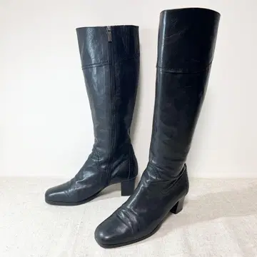 컨디션 최상 리갈 롱 부츠 천연 가죽 스퀘어토 사이드 지퍼 23.5cm