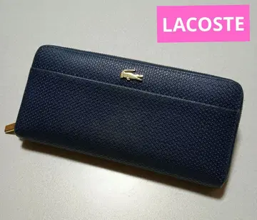 LACOSTE 네이비 롱 지퍼 장지갑 엠보싱 이탈리아 가죽