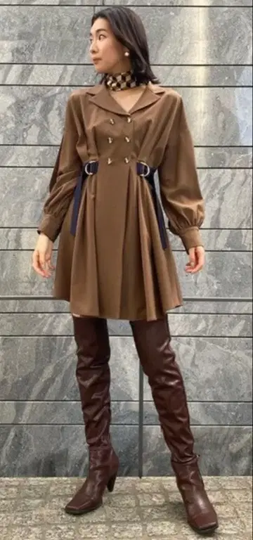 REDYAZEL 더블 버클 긴팔 셔츠 미니 원피스 레이디 아젤