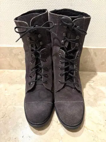 STEFANO GAMBA 이탈리아제 그레이 스웨이드 레이스업 부츠