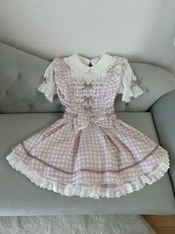 LIZLISA 깅엄 체크 트위드 셋업 핑크