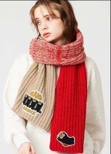 택 포함 새상품 그라니프 이카쿠 머플러 빨간색 베이지