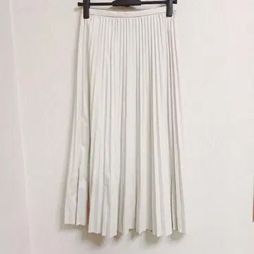 BABYLONE 바빌론 인조 가죽 플리츠 롱 스커트 화이트 S