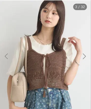 브라운 뜨개질 뷔스티에