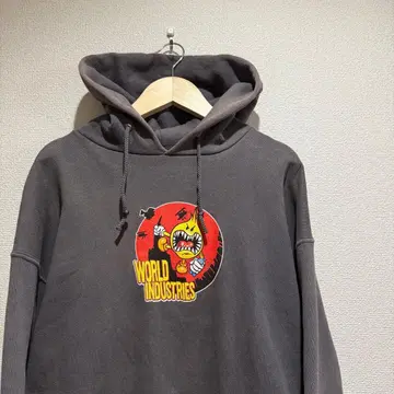 초레어 90's USA제 WORLD INDUSTRIES 그레이 후드티