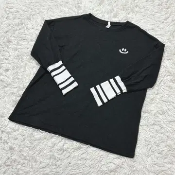 [ c6591 ] 티셔츠 긴팔 블랙 원포인트 보더