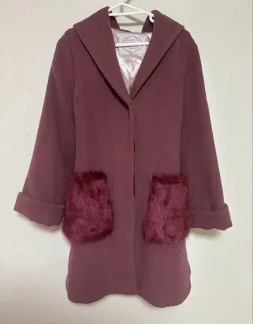 MAJESTIC LEGON 후드 부착 퍼플 롱 코트