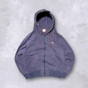 champion usa 지퍼 후드티 퍼플네이비 짧은 기장 페이드