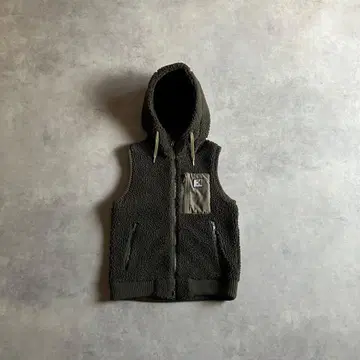 00s HELLY HANSEN 플리스 보아 후드티 베스트 카키 로고