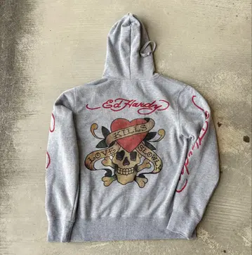 Y2K ED HARDY 지퍼 후드티 스컬