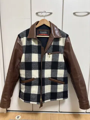 KADOYA 체크 무늬 가죽 자켓