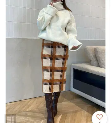 eimy 이스토아르 페더 체크 니트 펜슬 스커트