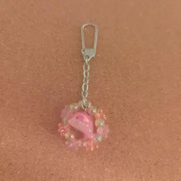 오로라 핑크 돌고래 비즈 키링 헤이세이 레트로 당시 물품 수족관