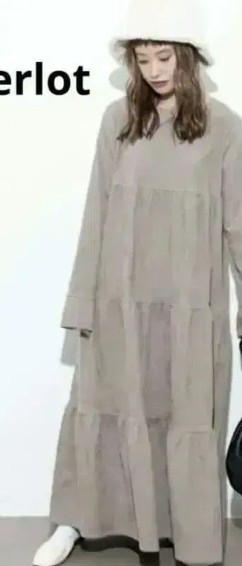 merlot 3단 티어드 원피스 코듀로이 원피스