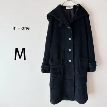 in - one 후디 울 코트 롱 코트 아우터 롱 블랙 M