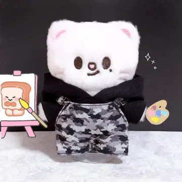 후드티 세트 모노톤 카모 패턴 10cm 봉제 인형 의류