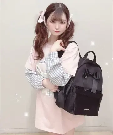 허니시나몬 리본 백팩 블랙