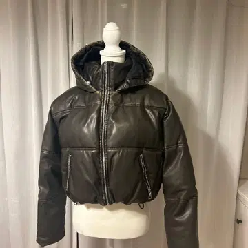 다운 자켓 숏 기장 인조 가죽 빈티지