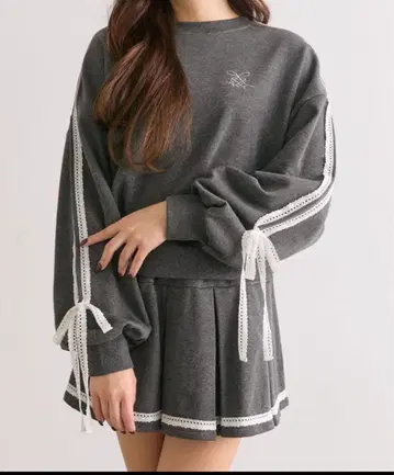 OLIVE des OLIVE 그레이 맨투맨 셋업 스커트