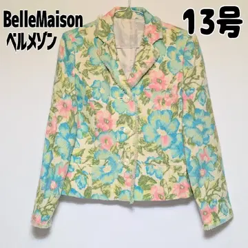 벨메종 꽃무늬 울 테일러드 자켓 그린 13호 파스텔 컬러