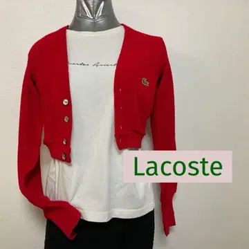 Lacoste 빨간색 가디건 긴팔 숏 기장 니트 가디건