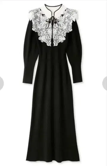 snidel 자수 칼라 도킹 원피스 블랙 스나이델