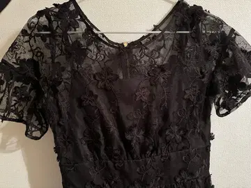 JILLSTUART 반팔 원피스 드레스 미디엄 기장 블랙 경사 드레스