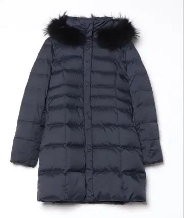 INDIVI 네이비 퍼 다운 자켓 36