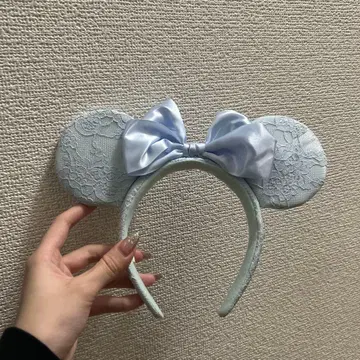 미니 머리띠 스카이블루 레이스