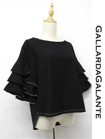 B531/새상품급 개럴개런트 블라우스 블랙 염색 프릴 플레어 슬리브