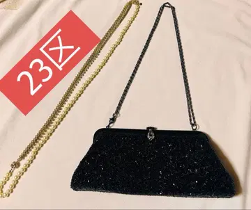 23구 총 비즈 파티 백 블랙 & 비쥬 목걸이 세트