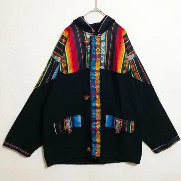 페루산 본격 에스닉 로리안 풀 집업 후디드 자켓 L