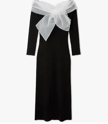 프레이 아이디 오프숄더 콤비 리본 리브 니트 원피스