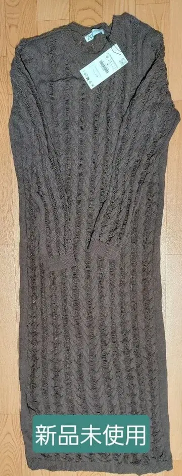 다크 브라운 케이블 니트 롱 원피스 M 사이즈